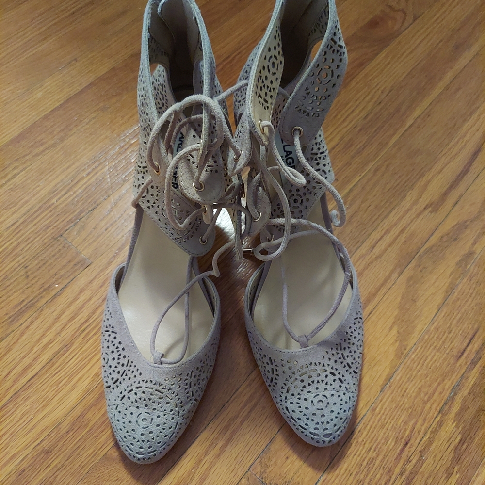 Karl Lagerfeld Taupe Lace-Up Boots